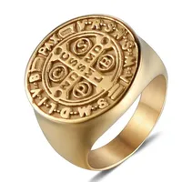 Classical 316L Stainless Steel Religious Gold Ring For Men Punk Style Viking Across Ring Titanium Steel and Accepted Masons231L
