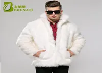 Men039s Jackets BHUNATI Mens Fur Coat White Stand Collar Long Sleeve Winter Men Faux Solid Loose Jacket Casual8611589