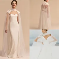 2019 Bohemia Tulle Long High Neck Wedding Cape Lace Jacket Bolero Lap White Ivory Women Bridal Accessories Custom Made1050763