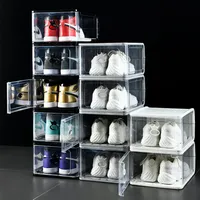 Thick Clear Plastic Shoes Sneaker Storage Boxes Dust proof Flip Transparent Sports Shoe Bins Stackable Foldable Boot Organizer Box7187409