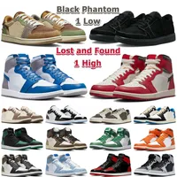 Jumpman 1S Black Phantom 1 Basketball Shoes Concord Low Voodoo Reverso Mocha Lost Found Found True Blue Pine Green Starfish criado Patente Mens Trainer Sport Sneakers 36-47