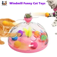 Cat Toys 4in1 Indoor for Kitten Interactive Puzzle Spinning Treasure Chest Stimulation Brain Track Balls Feather Teaser Gam 230316