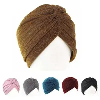 Adult Men and Women Indian Hat Pullover Hat Fashion Gold Shiny Silk Muslim Hat Headband