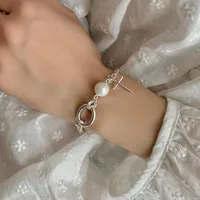 Bracelets porte-bonheur u-magique hyperbole croix Simulation perle Bracelet pour femme fantaisie cercle métallique chaîne asymétrie bijoux