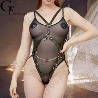 Garters Sexy Goth Full Body Bondage Bdsm Harness Woman Fetish Lingerie Leather Gold Chain Thigh Garter Sword Belt Rave Costumes