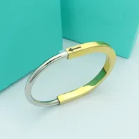 Titan Stahl Armreif Designer Schloss Armband Silber Roségold Armbänder für Damen Schmuck mit Samtbeutel