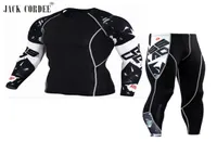 Jack Cordee 3D baskı erkekler Setler Sıkıştırma Testolar Taytlar Temel Katman CrossFit Fitness Marka MMA Uzun Kol Tişört Tişört Tuttur