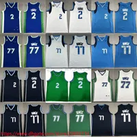 2023 Nieuwe stad 77 Luka Basketball 2 Kyrie Doncic Irving Jersey Stitched Man Vrouwen Kinderen met 6 Patch White Blue Green Jerseys Retro Youth Boys