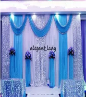 3m6m wedding backdrop swag Party Curtain Celebration Stage Performance Background Drape With Beads Sequins sparkly Edge8447622
