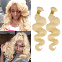 Brazilian Peruvian Indian Malaysian Mongolian Human Hair Extensions 10-30inch 2 Bundles 613#Blonde Body Wave Virgin Hair Wefts 613205h