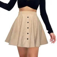 Skirts 2023 Women Casual High Waist Solid Color Corduroy Skirt Fashion Female Mini Slim A-Line Pleated