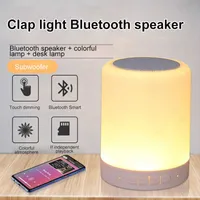 Portable Speakers Bluetooth Speaker LED Night Light Touch Sensor with BT Speaker Subwoofer USB Rechargeable Dimmable Table Lamp for Bedroom Office Z0317