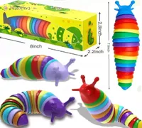 Favor de festa 8 polegadas grande 3D Fidget slug articulou brinquedos de vermes flexíveis todas as idades alívio antianxiety brinquedos sensoriais para crianças GG0206302786