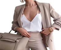 Women039s Suits Blazers CINESSD Women Slim Blazer Coat Cardigan Jackets Notched Long Sleeves Casual 2021 Summer Autumn Solid 1997132
