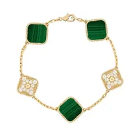 Bracciale per trifoglio verde braccialetta da tennis Bracciale a quattro foglie Bracciale a fiore per donne braccialetti da uomo 18 piastra d'oro Gioielli di lusso argenteo Gift Valentino