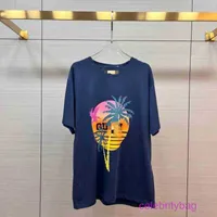 Luxury G T Designer shirts for sale Clothes 2023 summer 's new Tri Color sunset coconut tree loose and simple temperament com 1 Z4NH