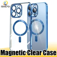 Magnetyczne obudowy telefoniczne dla iPhone 14 plus 13 12 Pro Max 11 XR XS 8 Electronic TPU Soft Back Cover Case Izeso