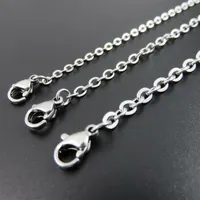 on 100pcs Lot whole stainless steel silver Tone 1 5mm 2mm 2 3mm Strong flat oval chain necklace women jewelry 18 inch -28248S