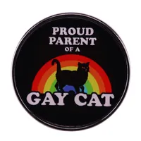 Hbt ​​svart katt regnbåge brosch söta anime filmer spel hårda emalj stift samla metall tecknad brosch stolt förälder av en gay katt