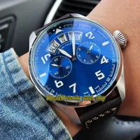 High Quality 502703 Pilot Little Prince Steel Case Blue Multi-function Dial Big Day Date Automatic Mens Watch Leather Strap Sport 306z
