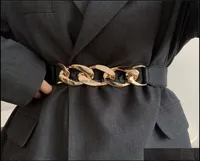 Fashion Aessories Gold Chain Belt Elastic Sier Metal Waist Belts For Women Ceiture Femme Stretch Cummerbunds Ladies Coat Ketting5940122
