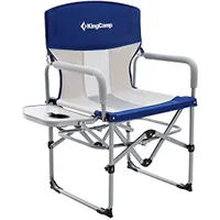 Cadeira de acampamento dobrável Kingcamp Cadeiras de diretores portáteis para adultos com mesa lateral Mesh Back Compact Style para pesca esportiva externa ao ar livre