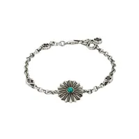 2023 Designer New Gujia S925 Sterling Silver Used Sunflower Turquoise Bracelet Men's and Women's Same Style Jewelry