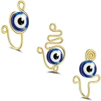 Boho Copper Evil Eye Nose Cuff Wire Spiral Clip On Nose Ring Studs Snake shape Fake Piercing Body Jewelry