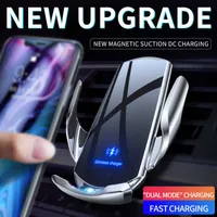 Cell Phone Mounts Holders Automatic 15W Qi Car Wireless Charger for iPhone 14 13 12 XR X 8 Samsung S20 S10 Magnetic USB Infrared Sensor Phone Holder Mount P230316