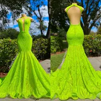 2023 Röd Sheer See Through Backless Mermaid Prom Dresses Plus Size Lace Tulle Custom Made aftonklänningar Formaler GJ0318