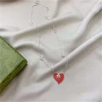 2023 Designer New Fashion jewelry gujia 925 silver interlocking Bracelet double red enamel love necklace Valentine's Day gift