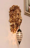 Lampada da parete per leone in oro retrò europeo Vintage Crystal Wall Sconce Fishers Sogro Camera da letto Bar Lampade a parete per interni AC9775265