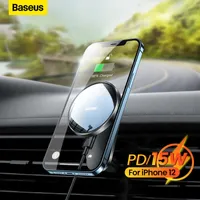 Cell Phone Mounts Holders Baseus Car Phone Holder Fast Charging Magnetic Wireless Charger Metal Car Smartphone Holder for iPhone 13 14 Car Phone Mount P230316
