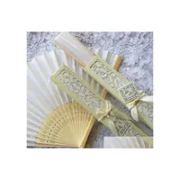 2016 Party Favor Personalized Luxurious Silk Fold Hand Fan Customized Engraved Logo Folding Fans With Gift Box Favors Wedding Gifts Drop Dhysi