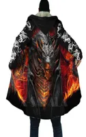 Men039s Wool Blends Viking Skull And Dragon Armor Tattoo Cross All Over 3D Printed Thick Warm Hooded Cloak For Men Windproof 1965927