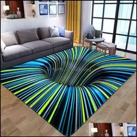 3D Vortex Illusion Carpet Entrance Door Floor Mat Abstract Geometric Optical Doormat Non-Slip Living Room Decor Rug W220328 Drop D319c