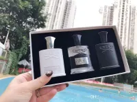 Creed Set Perfume 30ml with 3pcs Aventus Silver Mountain Water Green Irish Tweed Cologne for Men Long Lasting Smell High Quality Fragrance Spray Incense 3 in 1 Gift Box