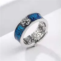 2023 Designer New Fashion jewelry Gujia Sterling Silver S925 tiger double letter belt head fashion couple open ring