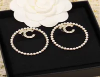 2022 Top quality charm large round shape stud earring with diamond and nature shell beads have stamp box PS7115A4310766