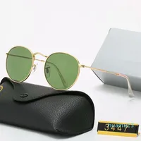 Classic Design Brand Round Sunglasses UV400 Eyewear Metal Gold Frame Bans Glasses Men Women Mirror glass Lens Sunglasses2495