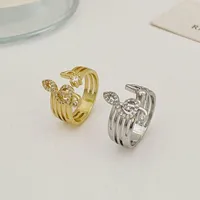 Cluster Rings Fashion Micro-Set Zircon Music Symbol Ring Korean Open Copper Women Statement Finger Jewelry Wedding Accessories