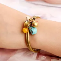 Charm Bracelets Boho Trendy Inspired Armreif für Frauen All-Match-Halbpecious Stones Armband Kupferrohr Türkis Handketten Femme Femme