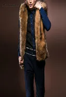 Whole brown faux fur coats for men 2017 winter fur vest jacket big size warm sleeveless outwear mens hooded fur coat overcoat1986182