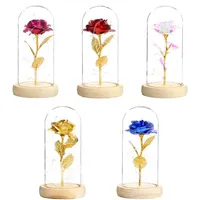 Beauty And Beast Rose In Flask Led Rose Flower Light Black Base Glass Dome For Mother's Day Birthday Valentines Day Gift291Z