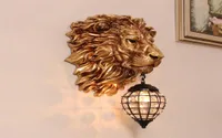 Lampada da parete per leone in oro retrò europeo Vintage Crystal Wall Sconce Fisseturi del soggiorno Camera da letto Bar Lampade a parete per interni AC7935282