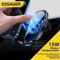 Cell Phone Mounts Holders Essager Automatic 15W Qi Car Wireless Charger for iPhone 14 13 Samsung S20 S10 Magnetic USB Infrared Sensor Phone Holder Mount P230316