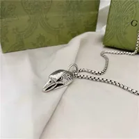 2023 Designer New Fashion jewelry Gujia 925 Silver Carved Eagle Head Pendant double necklaces for men and women