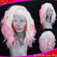 MHAZEL High Temperature Fiber 613#Blonde Pink Synthetic Front Lace Wigs Long Loose Wave Copper Red Peruca human hair wigs for Blac221G