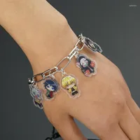 Charm armband japansk anime demon slayer kimetsu no yaiba män kamado tanjirou metall armband för fans cosplay tecknad söt grossist