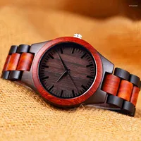 손목 시계 레드 나무 시계 남성 손목 시계 크로노 그래프 Montre en Bois Homme Reloj Madera Hands Clock Men 's Wood Watches Drop